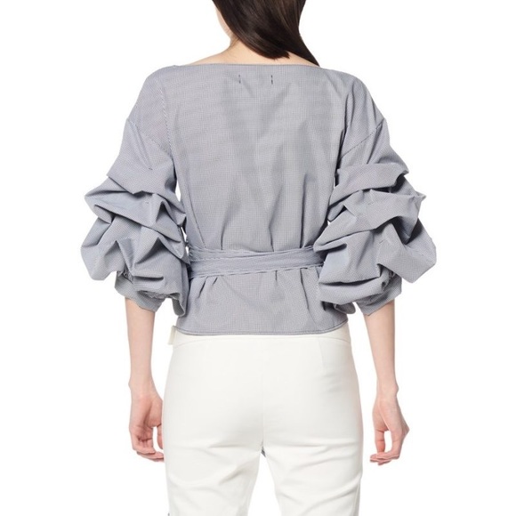 Big Puff Sleeve Tie Top - Picture 3 of 5